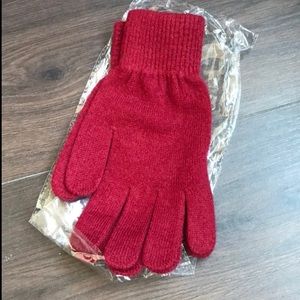 New pure cashmere red wine gloves